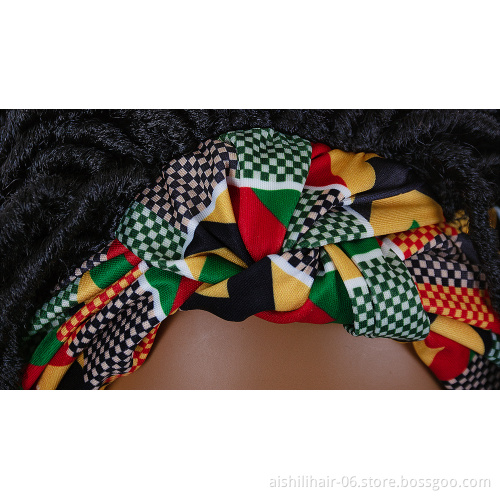 AISHILI Hand Bradied Synthetic Twist Braids Black Hair Wigs With Colourful Headband For Black Women